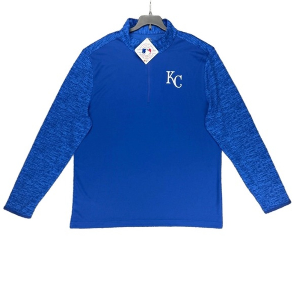 NEW Kansas City Royals Mens XL Blue 1/4 Zip Pullover Cool Base Baseball Majestic